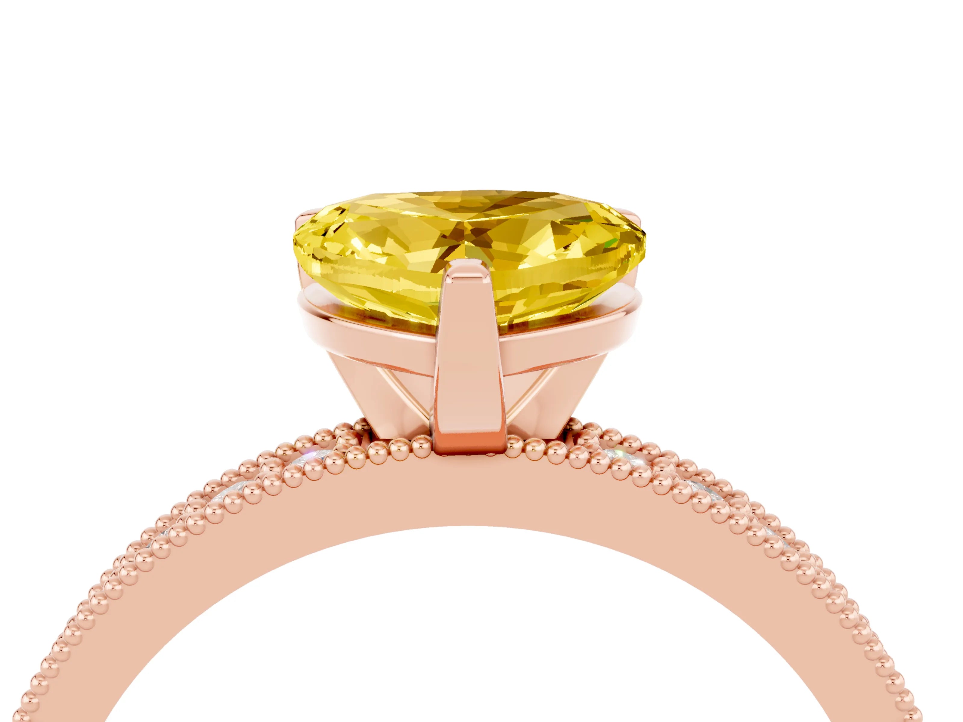 Rose gold Heart Cut Yellow Sapphire Milgrain Pavé Engagement Ring with Four-Prong Setting_40