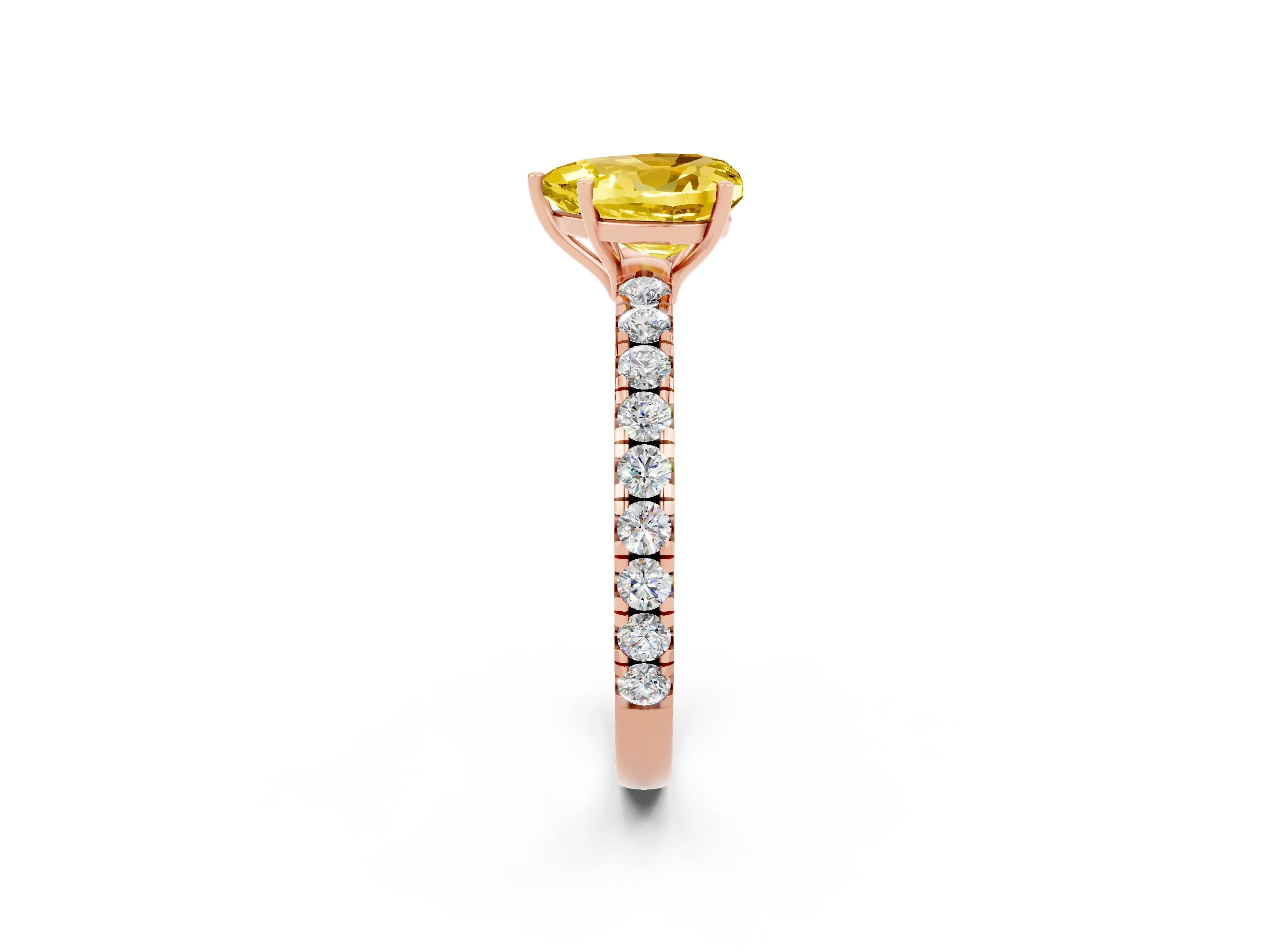 Rose gold Heart Cut Yellow Sapphire Pavé Solitaire Engagement Ring with Four-Prong Setting_14
