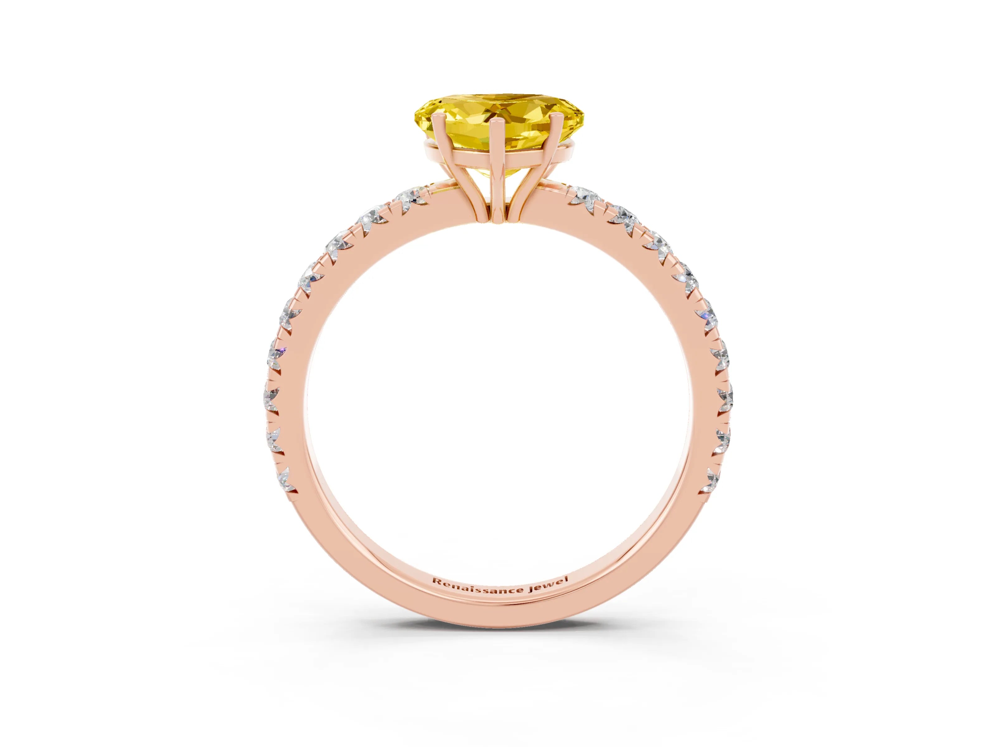 Rose gold Heart Cut Yellow Sapphire Pavé Solitaire Engagement Ring with Four-Prong Setting_15