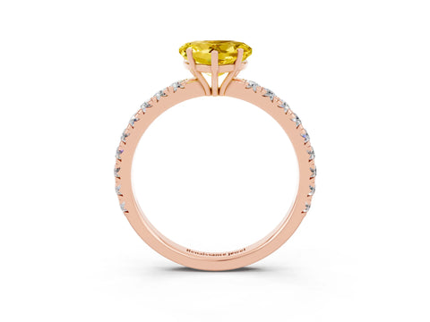 Rose gold Heart Cut Yellow Sapphire Pavé Solitaire Engagement Ring with Four-Prong Setting_15