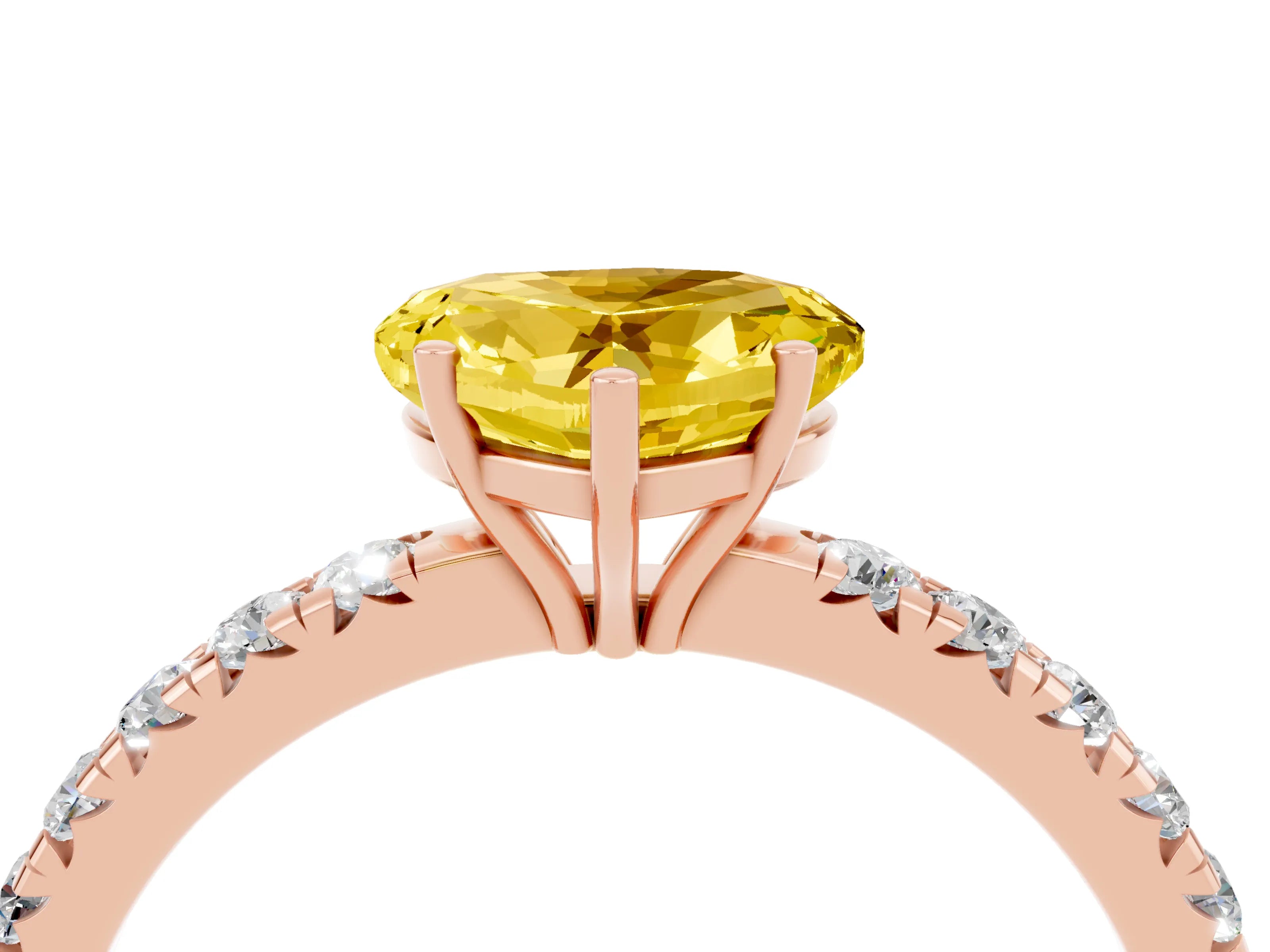 Rose gold Heart Cut Yellow Sapphire Pavé Solitaire Engagement Ring with Four-Prong Setting_16