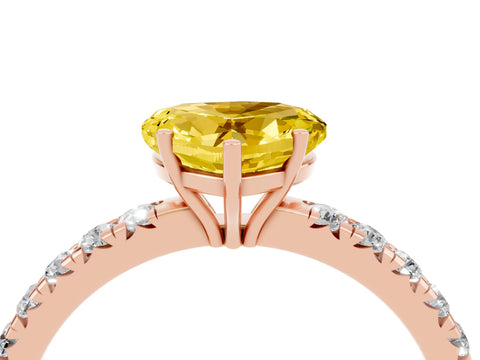 Rose gold Heart Cut Yellow Sapphire Pavé Solitaire Engagement Ring with Four-Prong Setting_16