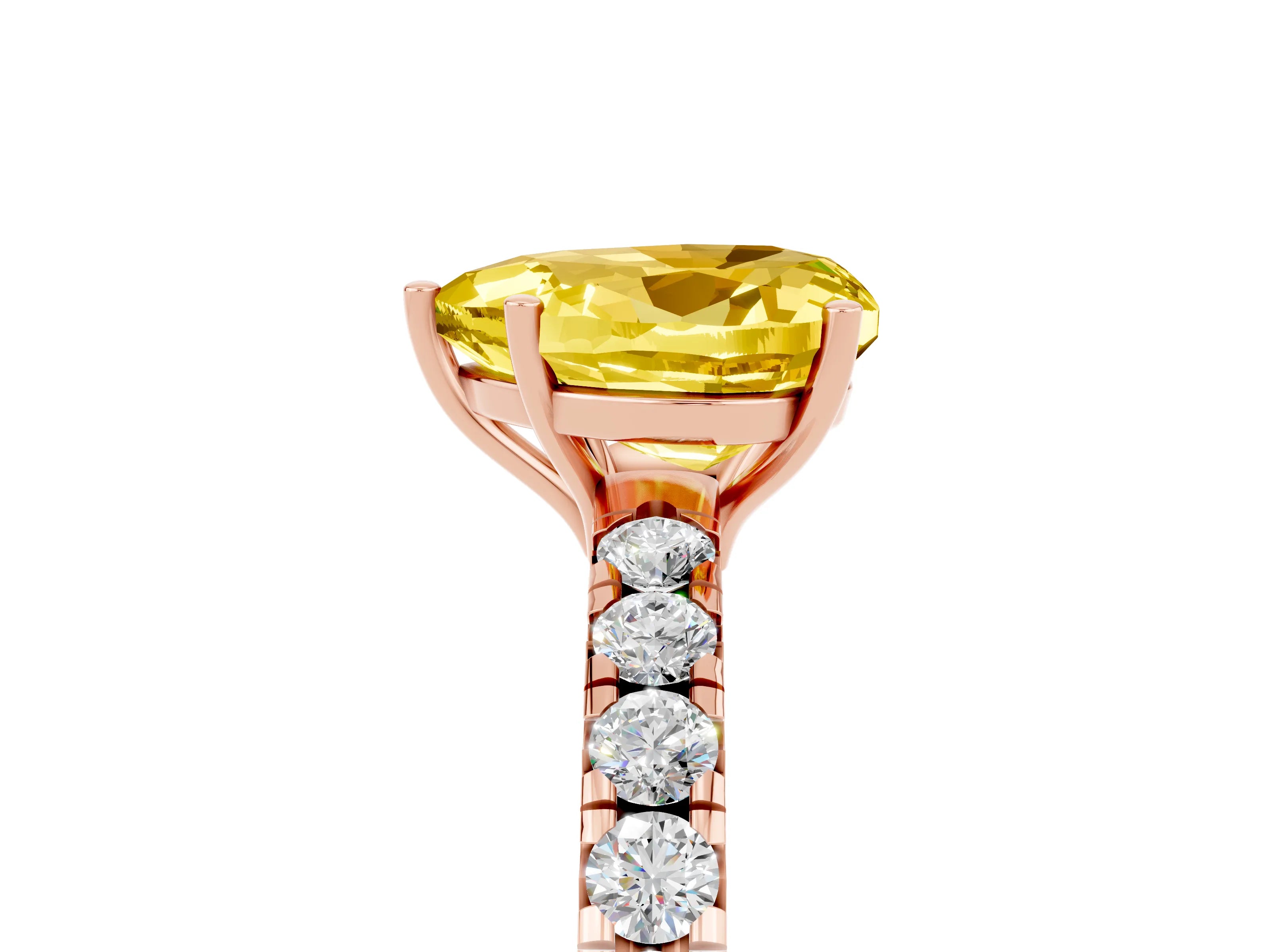 Rose gold Heart Cut Yellow Sapphire Pavé Solitaire Engagement Ring with Four-Prong Setting_17