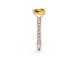 Rose gold Heart Cut Yellow Sapphire Pavé Solitaire Ring with Round Band and Prong Setting_14