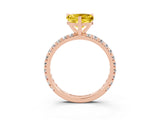 Rose gold Heart Cut Yellow Sapphire Pavé Solitaire Ring with Round Band and Prong Setting_15