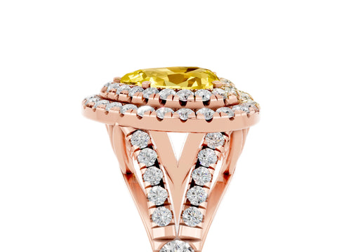 Rose gold Heart Cut Yellow Sapphire Pavé Split Shank Double Halo Engagement Ring_5