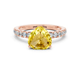 Rose gold Heart Cut Yellow Sapphire Pave Band Solitaire Ring with Four-Prong Setting_60