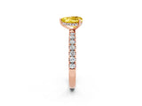 Rose gold Heart Cut Yellow Sapphire Pave Band Solitaire Ring with Four-Prong Setting_62