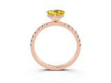 Rose gold Heart Cut Yellow Sapphire Pave Band Solitaire Ring with Four-Prong Setting_63