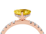 Rose gold Heart Cut Yellow Sapphire Pave Band Solitaire Ring with Four-Prong Setting_64