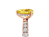 Rose gold Heart Cut Yellow Sapphire Pave Band Solitaire Ring with Four-Prong Setting_65