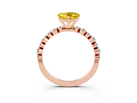 Rose gold Heart Cut Yellow Sapphire Prong Set Engagement Ring with Pavé Band_15