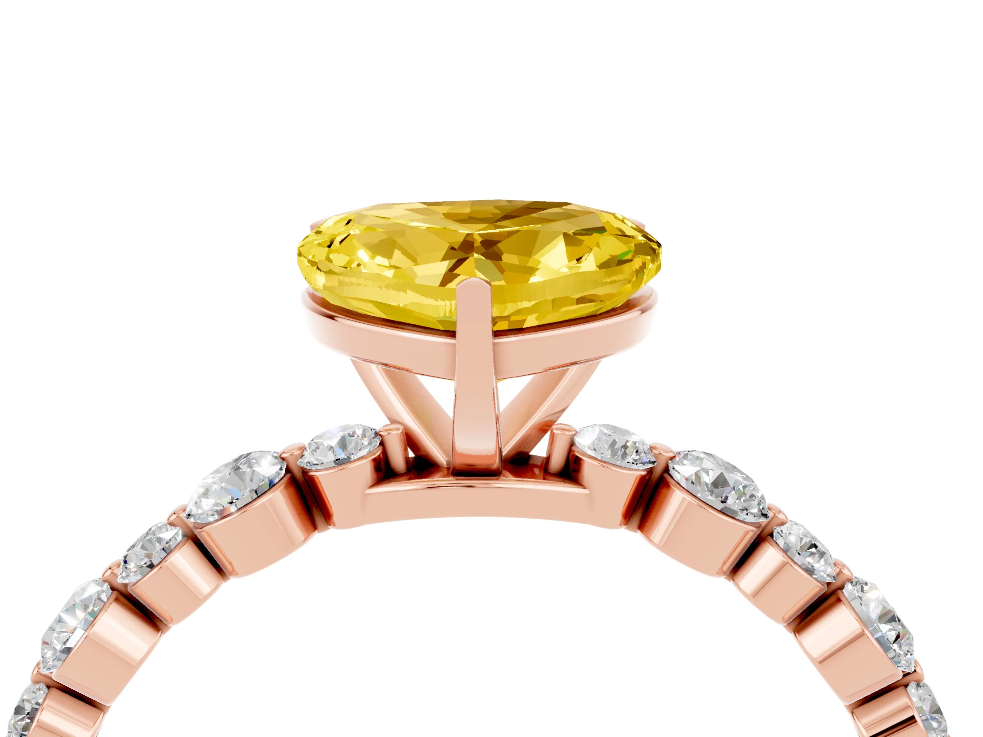 Rose gold Heart Cut Yellow Sapphire Prong Set Engagement Ring with Pavé Band_16
