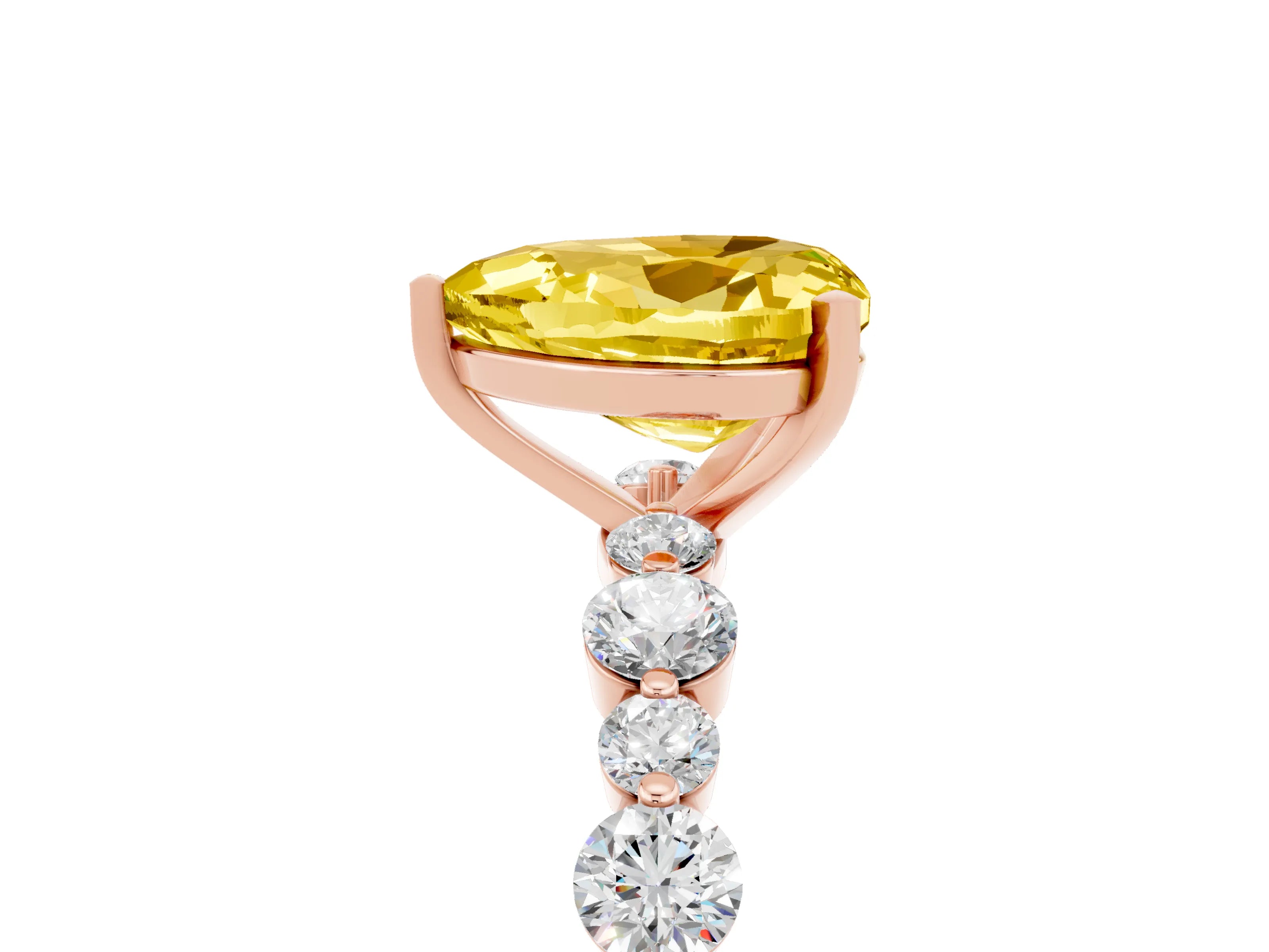 Rose gold Heart Cut Yellow Sapphire Prong Set Engagement Ring with Pavé Band_17