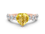 Rose gold Heart Cut Yellow Sapphire Prong Setting with Side Stones on a Pave Band_24