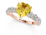 Rose gold Heart Cut Yellow Sapphire Prong Setting with Side Stones on a Pave Band_25