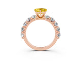 Rose gold Heart Cut Yellow Sapphire Prong Setting with Side Stones on a Pave Band_27
