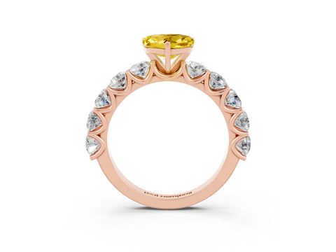 Rose gold Heart Cut Yellow Sapphire Prong Setting with Side Stones on a Pave Band_27