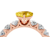 Rose gold Heart Cut Yellow Sapphire Prong Setting with Side Stones on a Pave Band_28