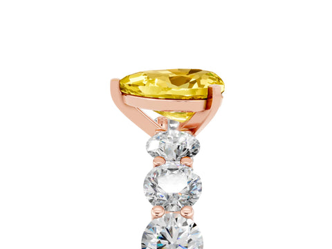 Rose gold Heart Cut Yellow Sapphire Prong Setting with Side Stones on a Pave Band_29