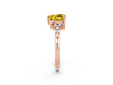 Rose gold Heart Cut Yellow Sapphire Ring with Side Stones and Four-Prong Setting_62