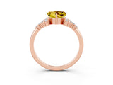 Rose gold Heart Cut Yellow Sapphire Ring with Side Stones and Four-Prong Setting_63