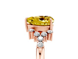 Rose gold Heart Cut Yellow Sapphire Ring with Side Stones and Four-Prong Setting_65