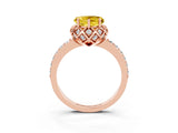 Rose gold Heart Cut Yellow Sapphire Scalloped Halo Engagement Ring with Round Shared Prong Band_27