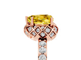 Rose gold Heart Cut Yellow Sapphire Scalloped Halo Engagement Ring with Round Shared Prong Band_29
