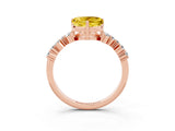 Rose gold Heart Cut Yellow Sapphire Scattered Round Accent Ring with Prong Setting_27
