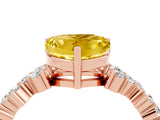 Rose gold Heart Cut Yellow Sapphire Scattered Round Accent Ring with Prong Setting_28