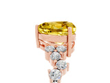Rose gold Heart Cut Yellow Sapphire Scattered Round Accent Ring with Prong Setting_29