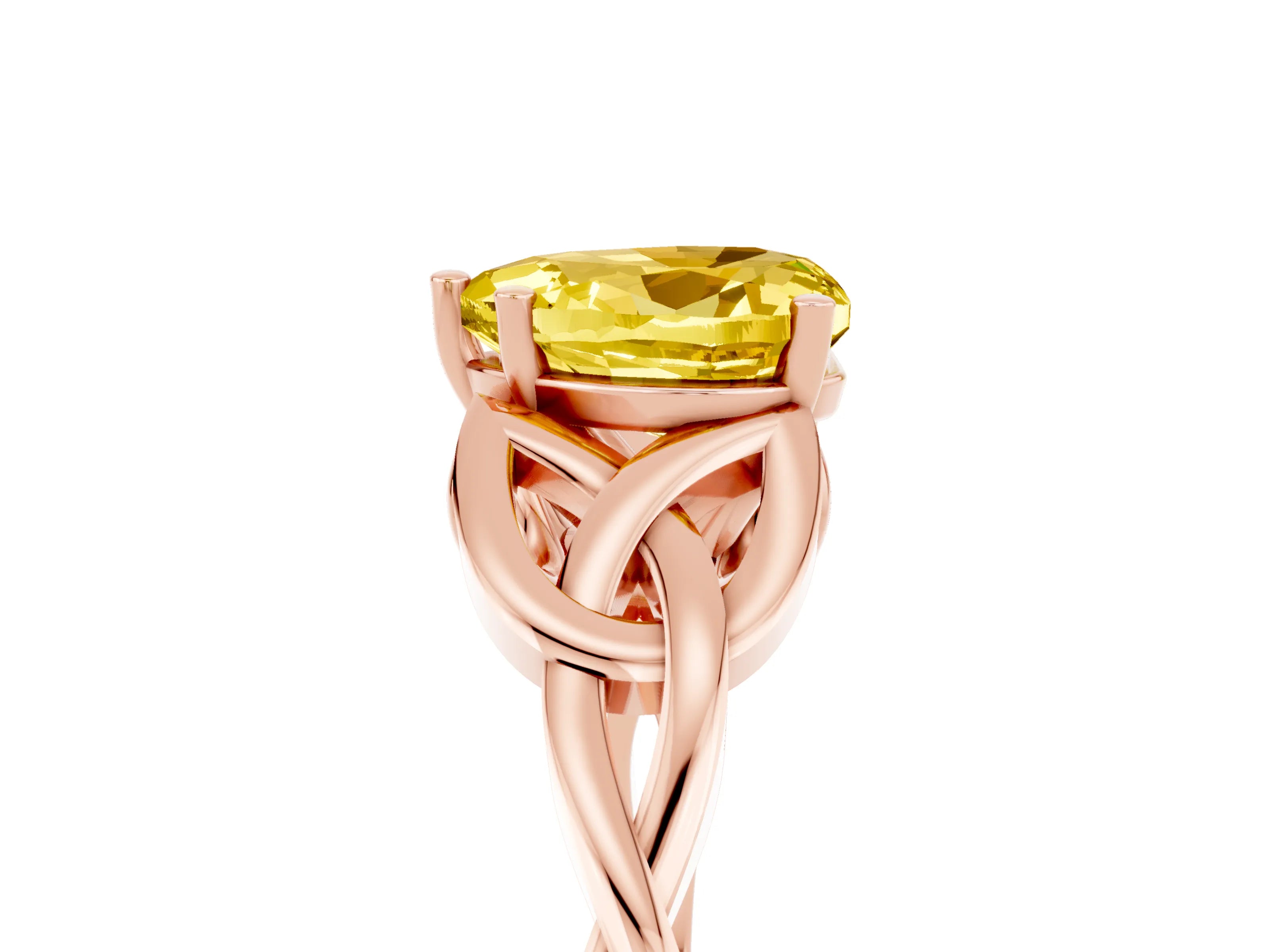 Rose gold Heart Cut Yellow Sapphire Solitaire Celtic Knot Ring with Four-Prong Setting_41