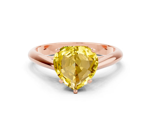 Rose gold Heart Cut Yellow Sapphire Solitaire Engagement Ring with Cathedral Setting and Four-Prong Mount_12