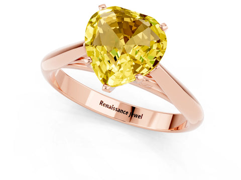 Rose gold Heart Cut Yellow Sapphire Solitaire Engagement Ring with Cathedral Setting and Four-Prong Mount_13