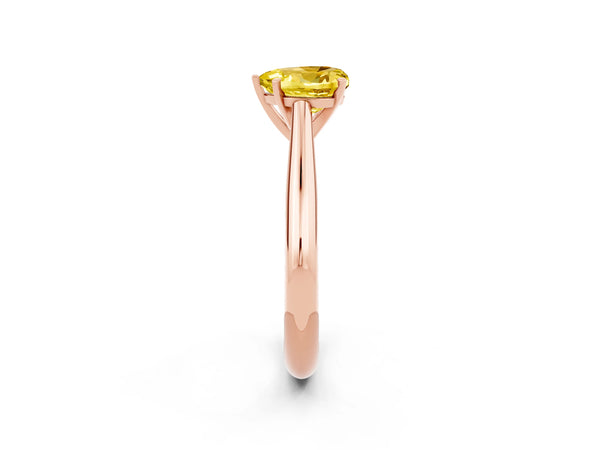 Rose gold Heart Cut Yellow Sapphire Solitaire Engagement Ring with Cathedral Setting and Four-Prong Mount