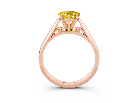 Rose gold Heart Cut Yellow Sapphire Solitaire Engagement Ring with Cathedral Setting and Four-Prong Mount_15