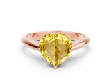 Rose gold Heart Cut Yellow Sapphire Solitaire Engagement Ring with Cathedral Setting and Four-Prong Mount_24