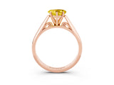 Rose gold Heart Cut Yellow Sapphire Solitaire Engagement Ring with Cathedral Setting and Four-Prong Mount_27