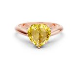 Rose gold Heart Cut Yellow Sapphire Solitaire Engagement Ring with Cathedral Setting and Four-Prong Mount_30