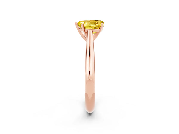 Rose gold Heart Cut Yellow Sapphire Solitaire Engagement Ring with Cathedral Setting and Four-Prong Mount