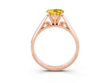 Rose gold Heart Cut Yellow Sapphire Solitaire Engagement Ring with Cathedral Setting and Four-Prong Mount_33