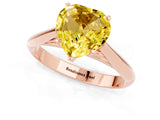 Rose gold Heart Cut Yellow Sapphire Solitaire Engagement Ring with Cathedral Setting and Four-Prong Mount_67