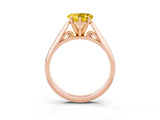 Rose gold Heart Cut Yellow Sapphire Solitaire Engagement Ring with Cathedral Setting and Four-Prong Mount_69