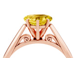 Rose gold Heart Cut Yellow Sapphire Solitaire Engagement Ring with Cathedral Setting and Four-Prong Mount_70