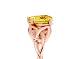 Rose gold Heart Cut Yellow Sapphire Solitaire Engagement Ring with Celtic Knot Band and Four-Prong Setting_29