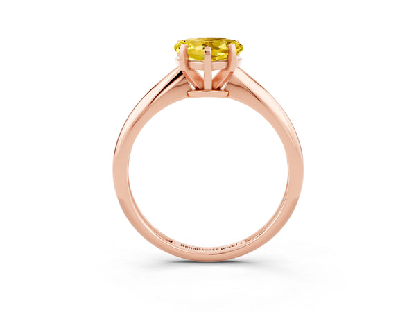 Rose gold Heart Cut Yellow Sapphire Solitaire Engagement Ring with Classic Band and Four-Prong Setting