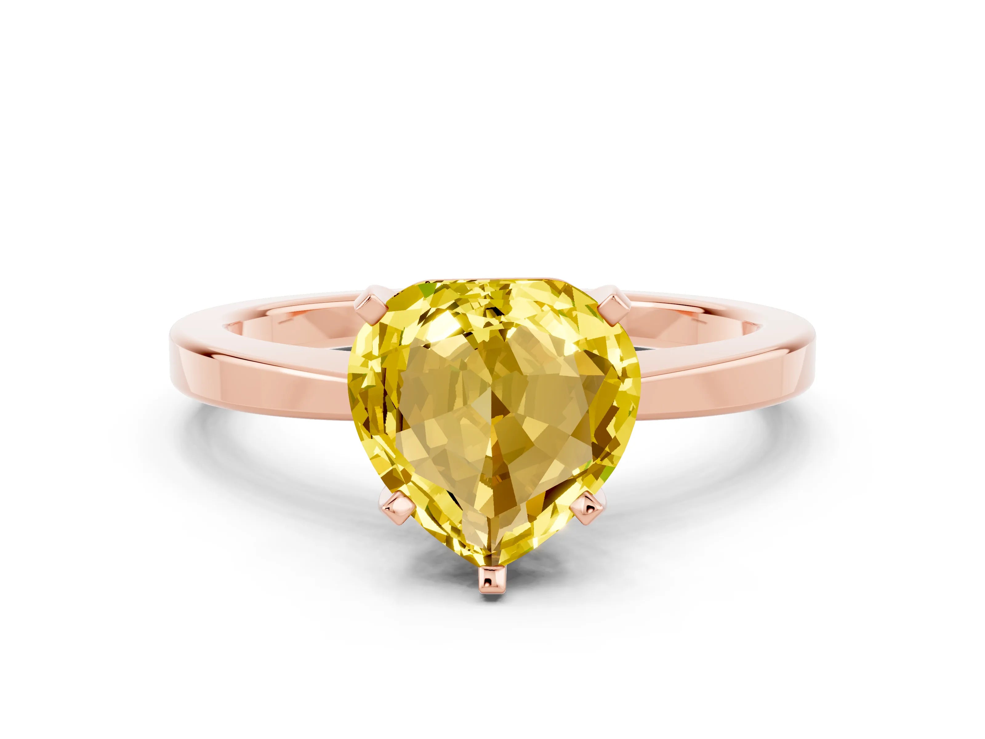 Rose gold Heart Cut Yellow Sapphire Solitaire Engagement Ring with Classic Band and Four-Prong Setting_62
