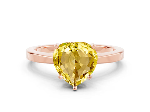Rose gold Heart Cut Yellow Sapphire Solitaire Engagement Ring with Classic Band and Four-Prong Setting_62