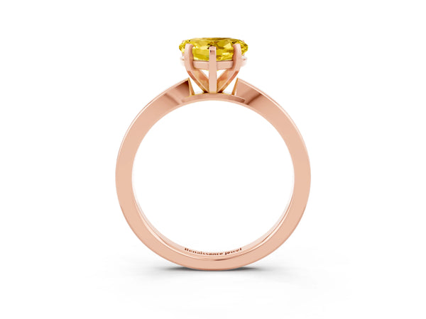 Rose gold Heart Cut Yellow Sapphire Solitaire Engagement Ring with Classic Band and Four-Prong Setting